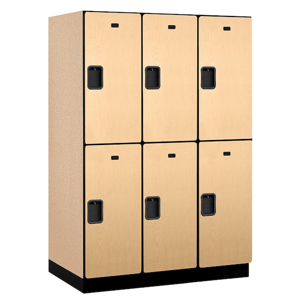 2 Tier Designer Locker, 54"Wx76"Hx24"D, 6 Door, Maple